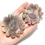 2 Pairs Sunstone Mixed Moonstone Sunflower Carving With Stand - Wholesale Crystals