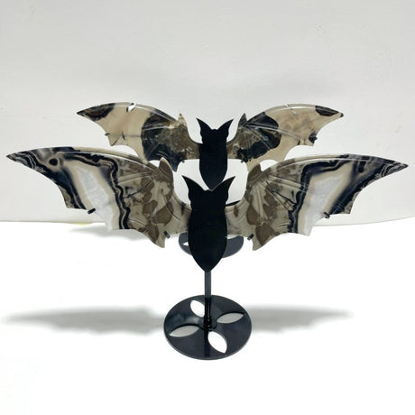 2 Pairs Volcano Agate Bat Wing With Stand (UV - Reactive) - Wholesale Crystals