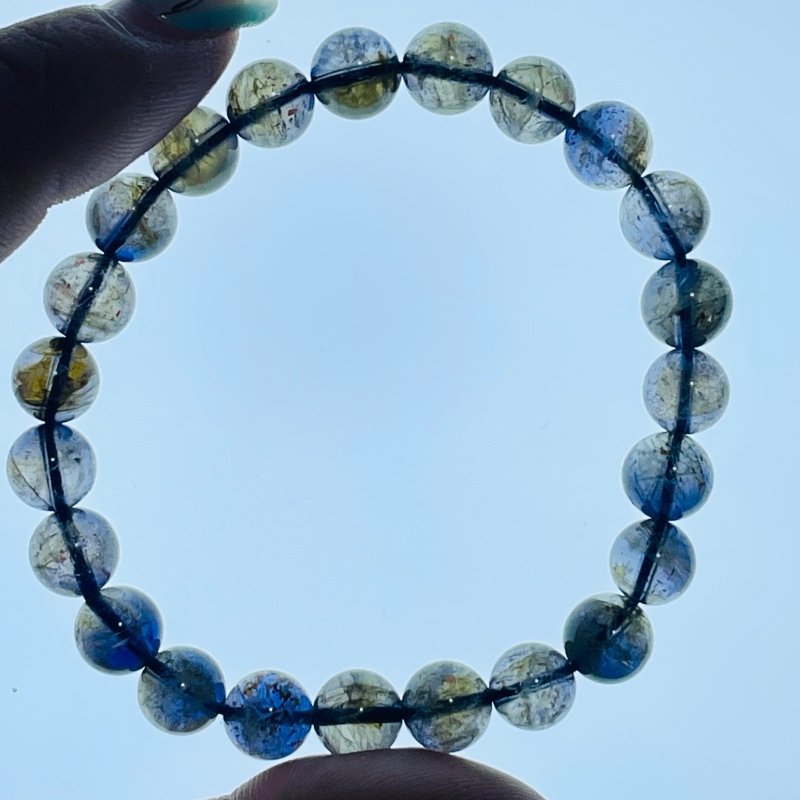 2 Pieces 8mm High Quality Clear Cordierite Bracelets For Collection (HGUB30) - Wholesale Crystals