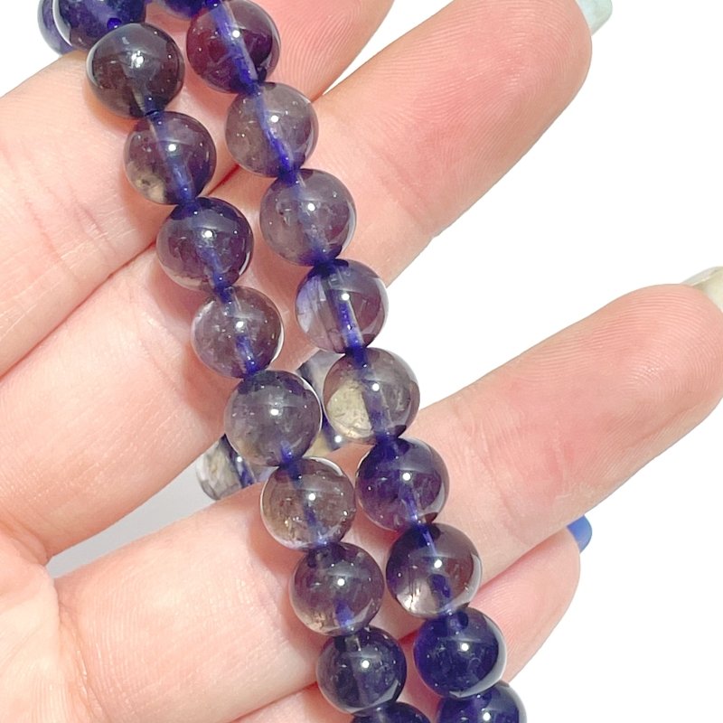 2 Pieces 8mm High Quality Clear Cordierite Bracelets For Collection (HGUB30) - Wholesale Crystals