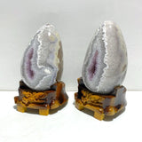 2 Pieces Amethyst Mixed Geode Agate Dinosaur Egg With Stand - Wholesale Crystals