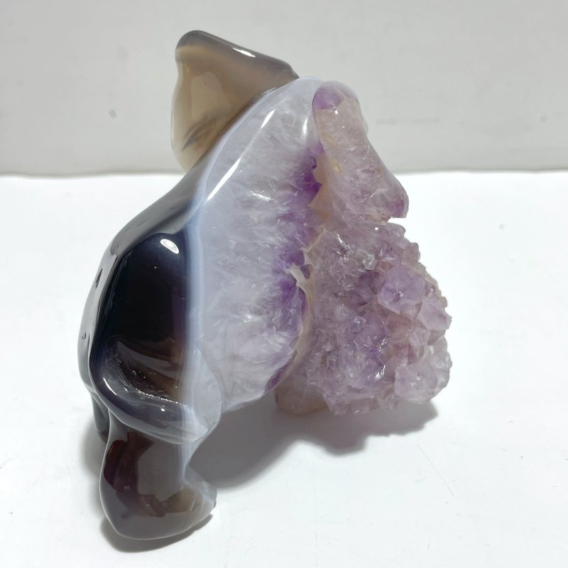 2 Pieces Amethyst Mixed Geode Agate Druzy Elephant Animal Carving A09 - Wholesale Crystals