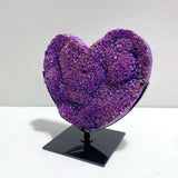 2 Pieces Aura Purple Quartz Cluster Heart With Stand 9 - Wholesale Crystals