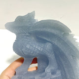 2 Pieces Beautiful Blue Angelite Flying Dragon Castle Carving - Wholesale Crystals