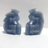 2 Pieces Beautiful Blue Angelite Flying Dragon Castle Carving - Wholesale Crystals