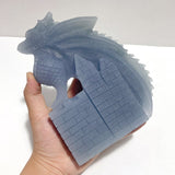 2 Pieces Beautiful Blue Angelite Flying Dragon Castle Carving - Wholesale Crystals