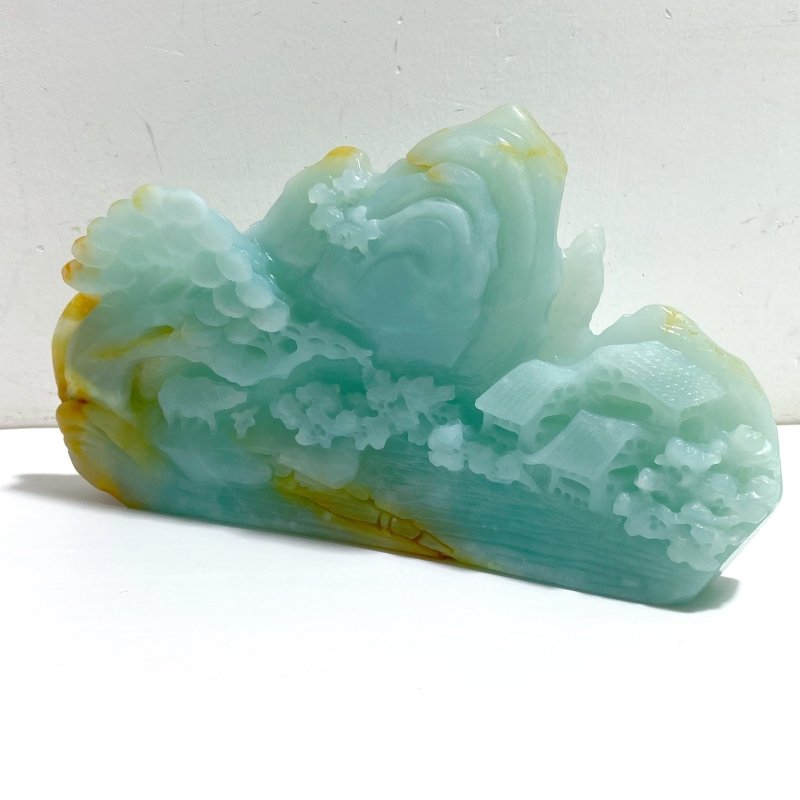 2 Pieces Beautiful Caribbean Calcite Landscape Pavilion Carving 8 - Wholesale Crystals