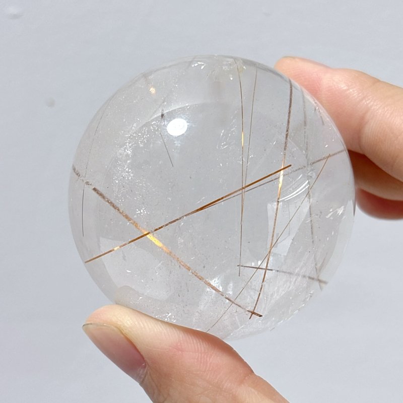 2 Pieces Beautiful Rutile Quartz Spheres - Wholesale Crystals