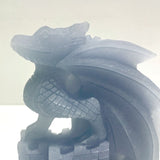 2 Pieces Blue Angelite Flying Dragon Castle Carving - Wholesale Crystals