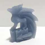 2 Pieces Blue Angelite Flying Dragon Castle Carving - Wholesale Crystals