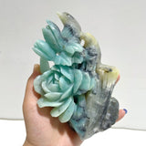 2 Pieces Caribbean Calcite Mixed Pyrite Birds&Flower Carving - Wholesale Crystals