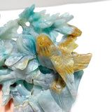 2 Pieces Caribbean Calcite Mixed Pyrite Birds&Flower Carving - Wholesale Crystals