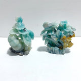 2 Pieces Caribbean Calcite Mixed Pyrite Birds&Flower Carving - Wholesale Crystals