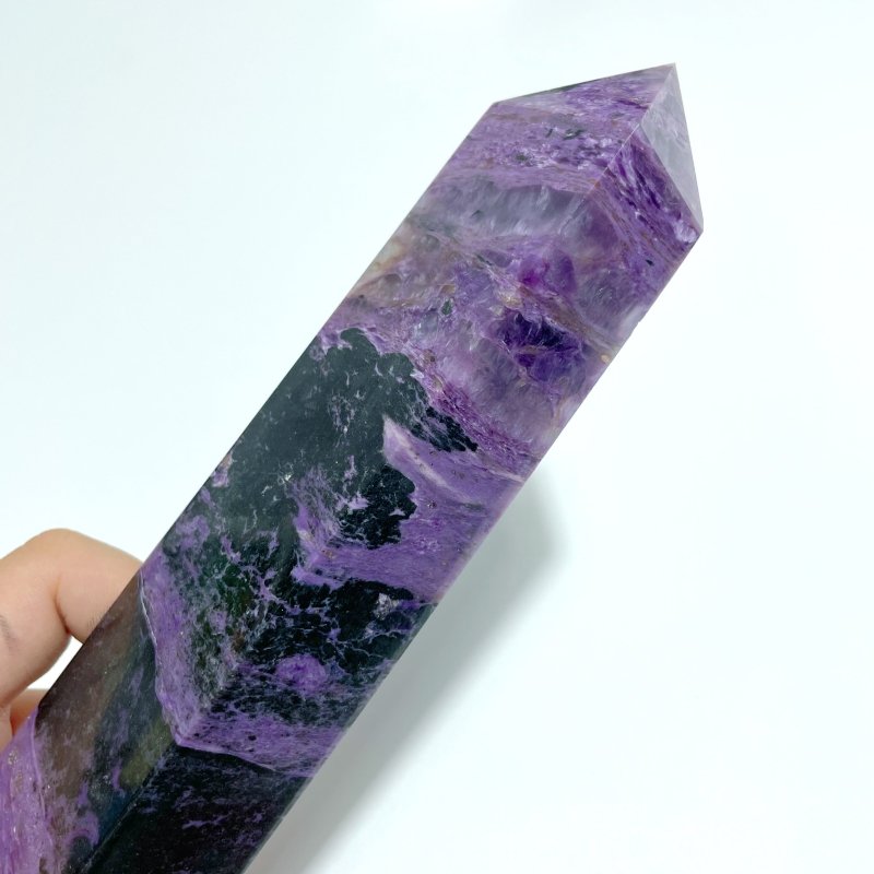 2 Pieces Charoite Four - sided Tower For Collection A05 - Wholesale Crystals