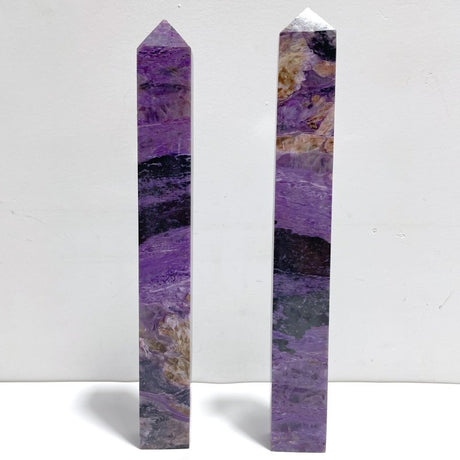 2 Pieces Charoite Four - sided Tower For Collection A05 - Wholesale Crystals
