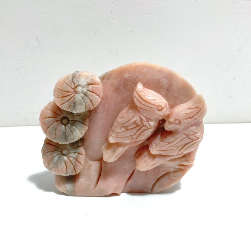 2 Pieces Cute Pink Opal Bird Carving - Wholesale Crystals