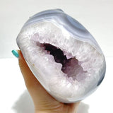 2 Pieces Druzy Geode Amethyst Mixed Agate Large Skull Carving - Wholesale Crystals