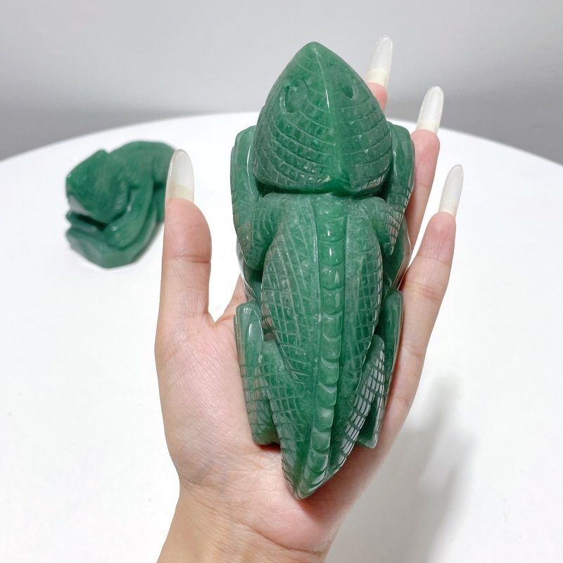 2 Pieces Green Aventurine Lizard Carving - Wholesale Crystals