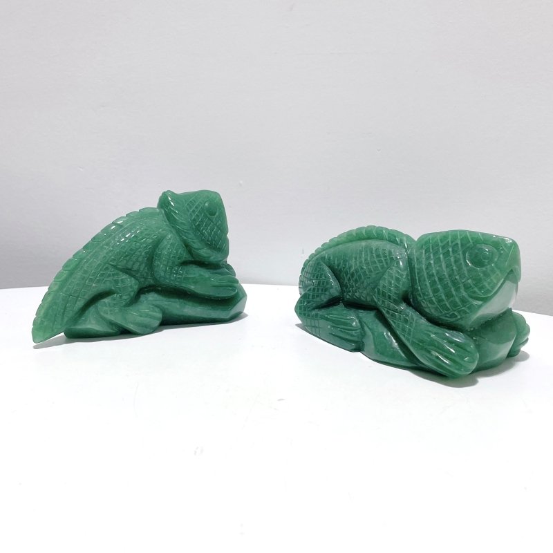 2 Pieces Green Aventurine Lizard Carving - Wholesale Crystals