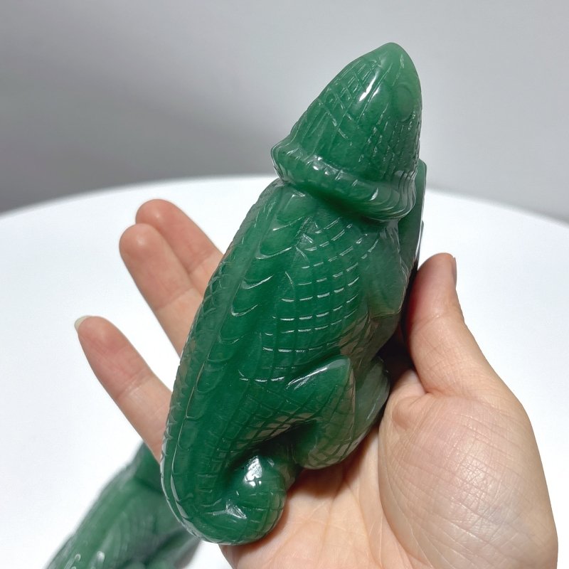 2 Pieces Green Aventurine Lizard Carving - Wholesale Crystals