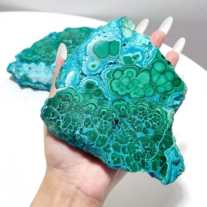 2 Pieces High Quality Beautiful Chrysocolla Mixed Malachite Slab Specimen - Wholesale Crystals