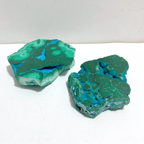 2 Pieces High Quality Chrysocolla Mixed Malachite Slab Specimen 15 - Wholesale Crystals