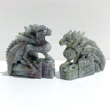 2 Pieces Labradorite Flying Dragon Castle Carving - Wholesale Crystals