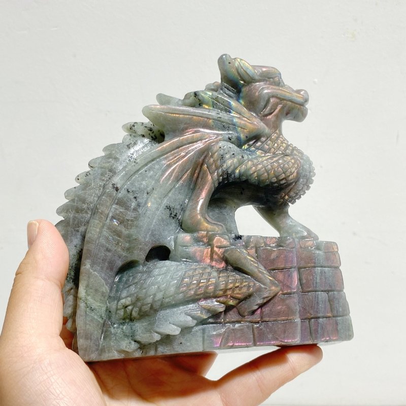 2 Pieces Labradorite Flying Dragon Castle Carving - Wholesale Crystals