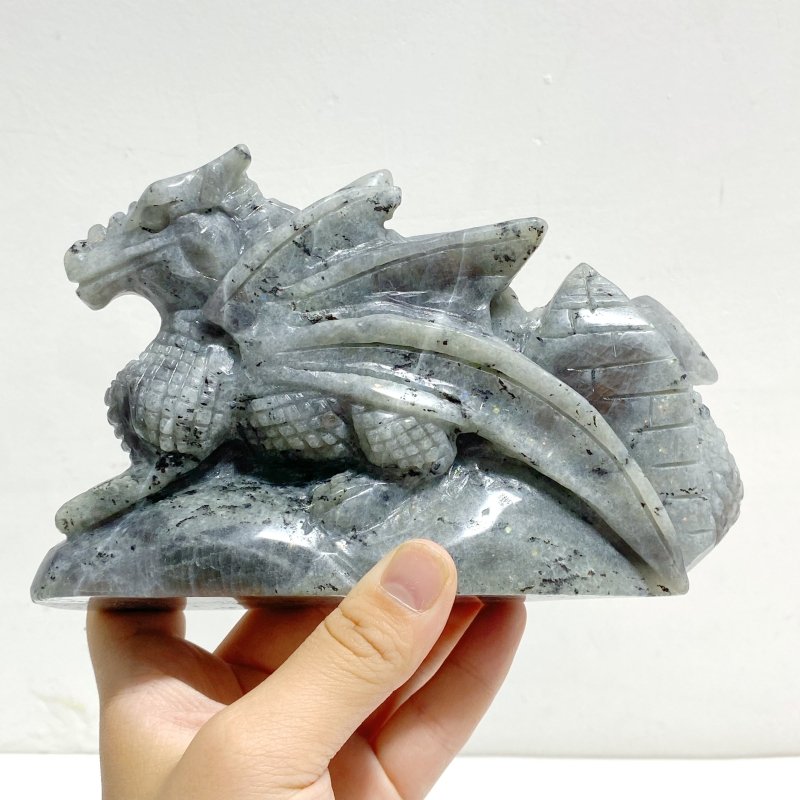 2 Pieces Labradorite Flying Dragon Castle Carving - Wholesale Crystals
