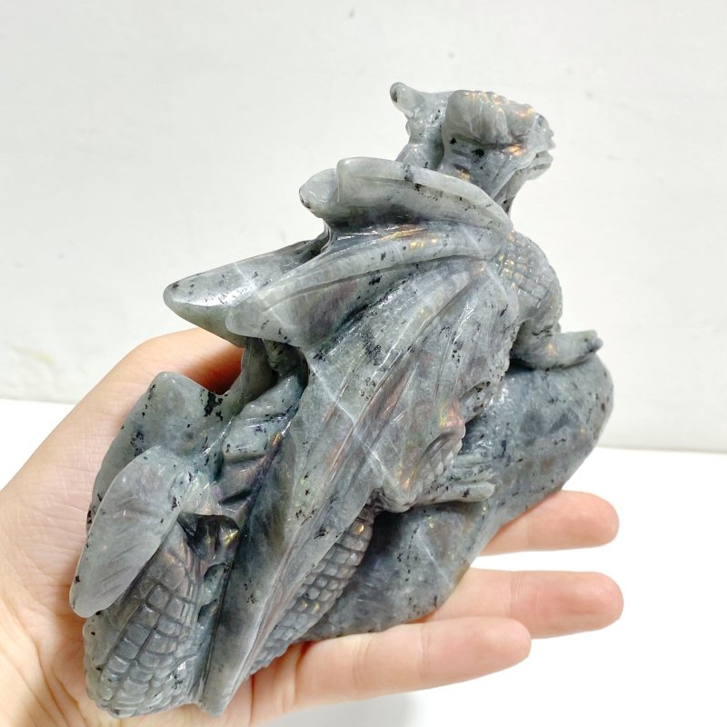 2 Pieces Labradorite Flying Dragon Castle Carving - Wholesale Crystals