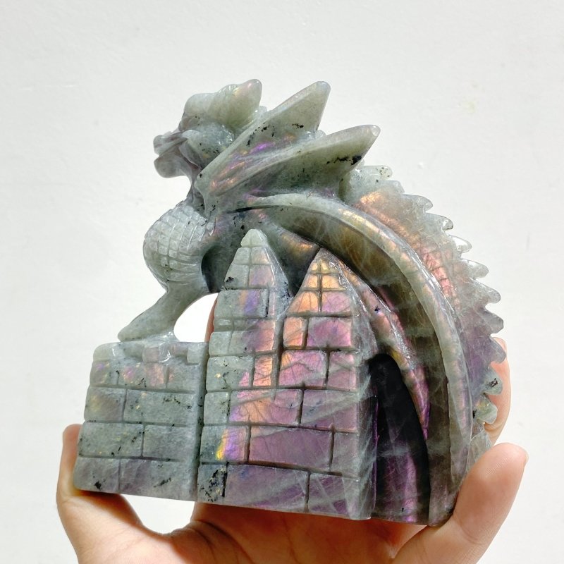 2 Pieces Labradorite Flying Dragon Castle Carving - Wholesale Crystals