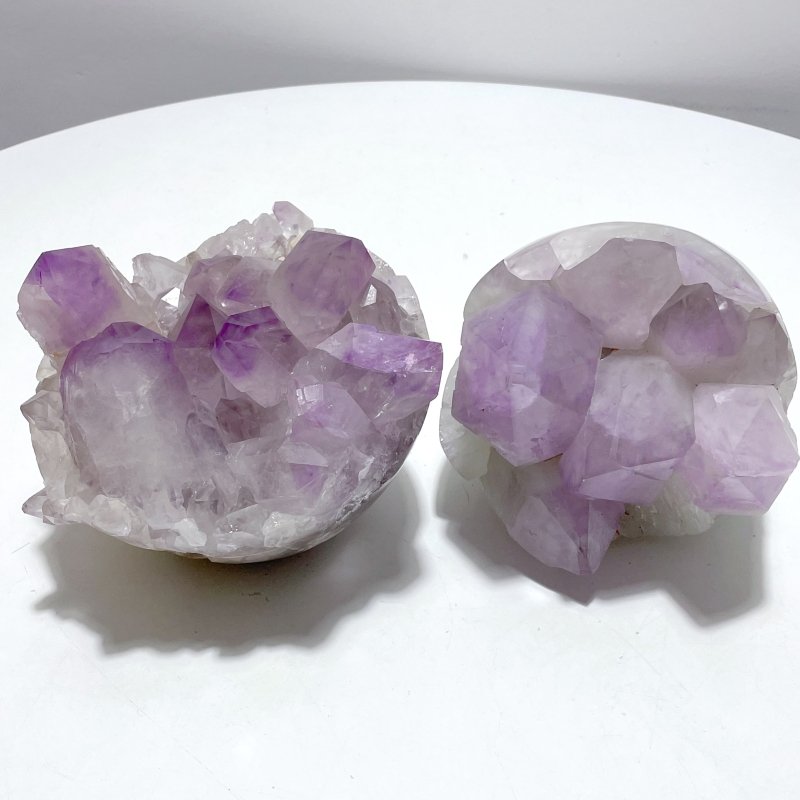 2 Pieces Large Amethyst Cluster Egg Bottom Polished - Wholesale Crystals