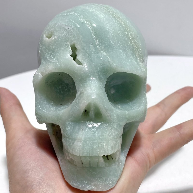 2 Pieces Large Caribbean Calcite Skull Carving - Wholesale Crystals