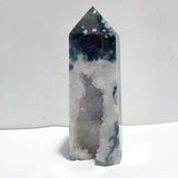 2 Pieces Large Geode Druzy Moss Agate Four - sided Point - Wholesale Crystals