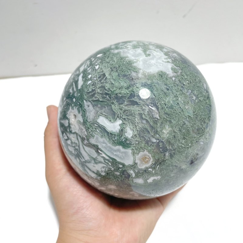 2 Pieces Large Moss Agate Large Sphere - Wholesale Crystals