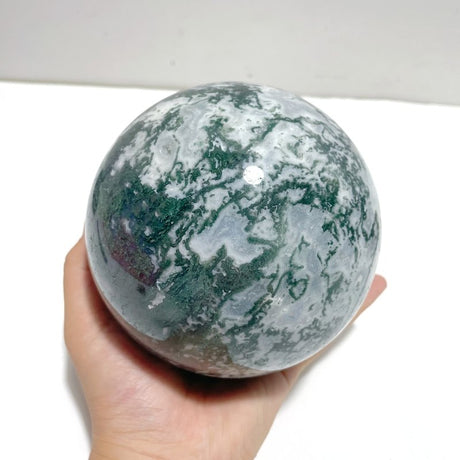 2 Pieces Large Moss Agate Large Sphere - Wholesale Crystals