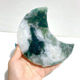 2 Pieces Large Moss Agate Moon With Stand Home Decor - Wholesale Crystals