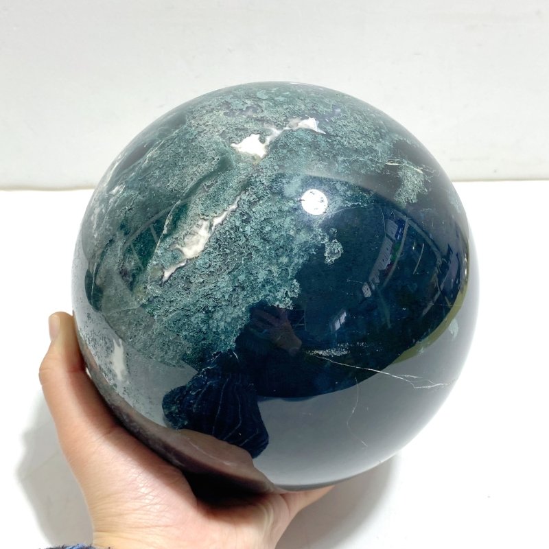 2 Pieces Large Moss Agate Spheres - Wholesale Crystals