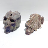 2 Pieces Large Purple Fluorite Skull Carving - Wholesale Crystals