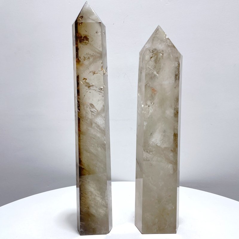 2 Pieces Large Smoky Quartz Tower 15.6 - 17.4in - Wholesale Crystals