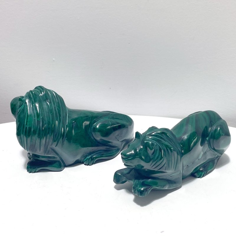 2 Pieces Malachite Lion Carving - Wholesale Crystals