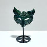 2 Pieces Moss Agate Fox Mask Carving With Stand - Wholesale Crystals