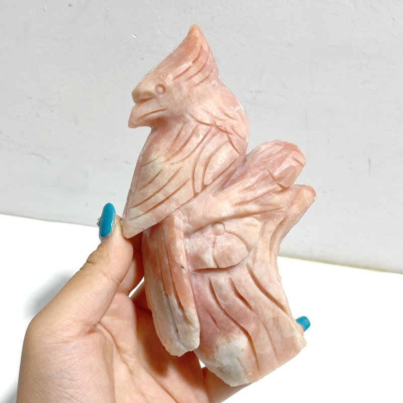 2 Pieces Pink Opal Birds Carving - Wholesale Crystals