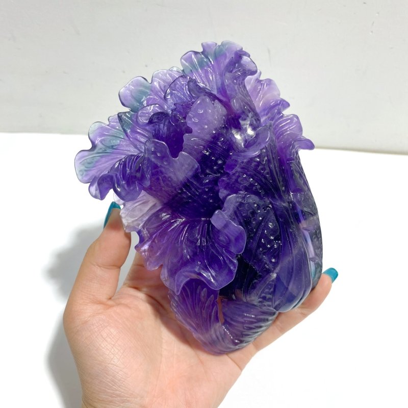 2 Pieces Purple Fluorite Chinese Cabbage Carving 4 - Wholesale Crystals