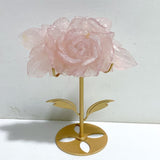 2 Pieces Rose Quartz Flower Carving With Stand -Wholesale Crystals