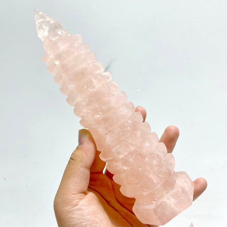 2 Pieces Rose Quartz Wenchang Tower 9 - level Pagoda - Wholesale Crystals