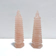 2 Pieces Rose Quartz Wenchang Tower 9 - level Pagoda - Wholesale Crystals