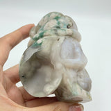 2 Pieces Sakura Flower Geode Druzy Agate Christmas Hat Skull Carving -Wholesale Crystals