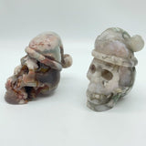 2 Pieces Sakura Flower Geode Druzy Agate Christmas Hat Skull Carving -Wholesale Crystals