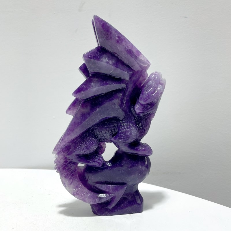 2 Pieces Unique Lepidolite Flying Dragon Carving - Wholesale Crystals